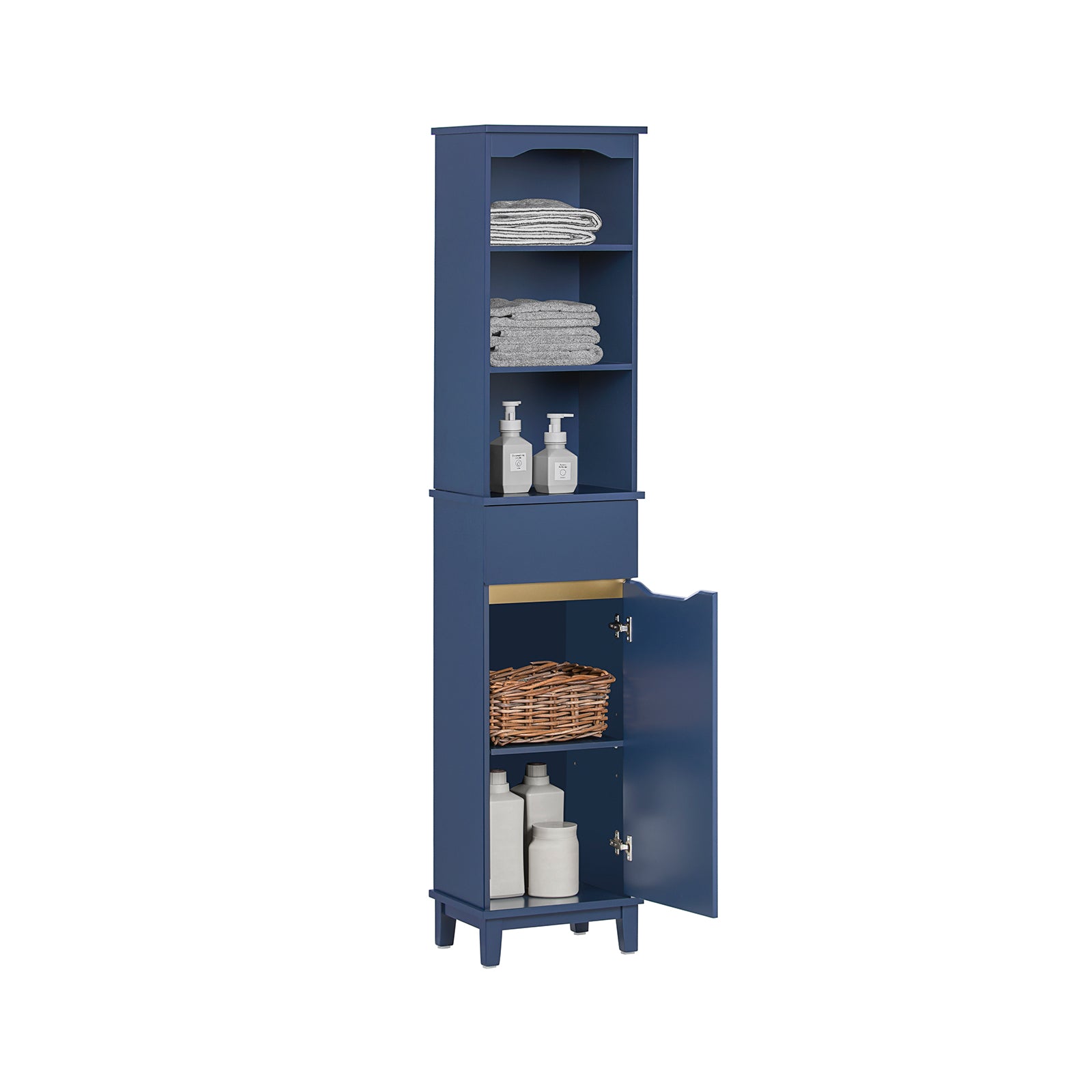 Armario alto para baño con 1 puerta y 1 cajón bzr112-b sobuy