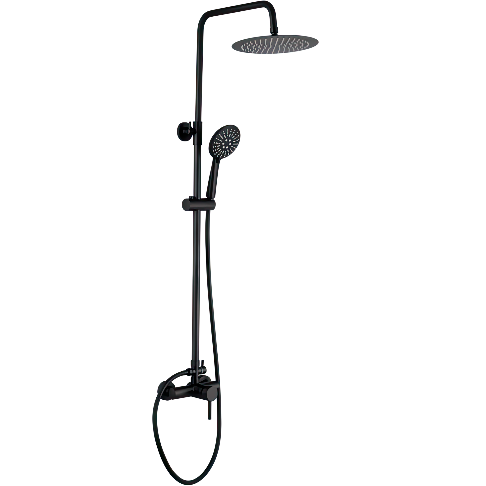 Valaz barra de ducha monomando redonda ajustable 120cm negro mate - 20cm