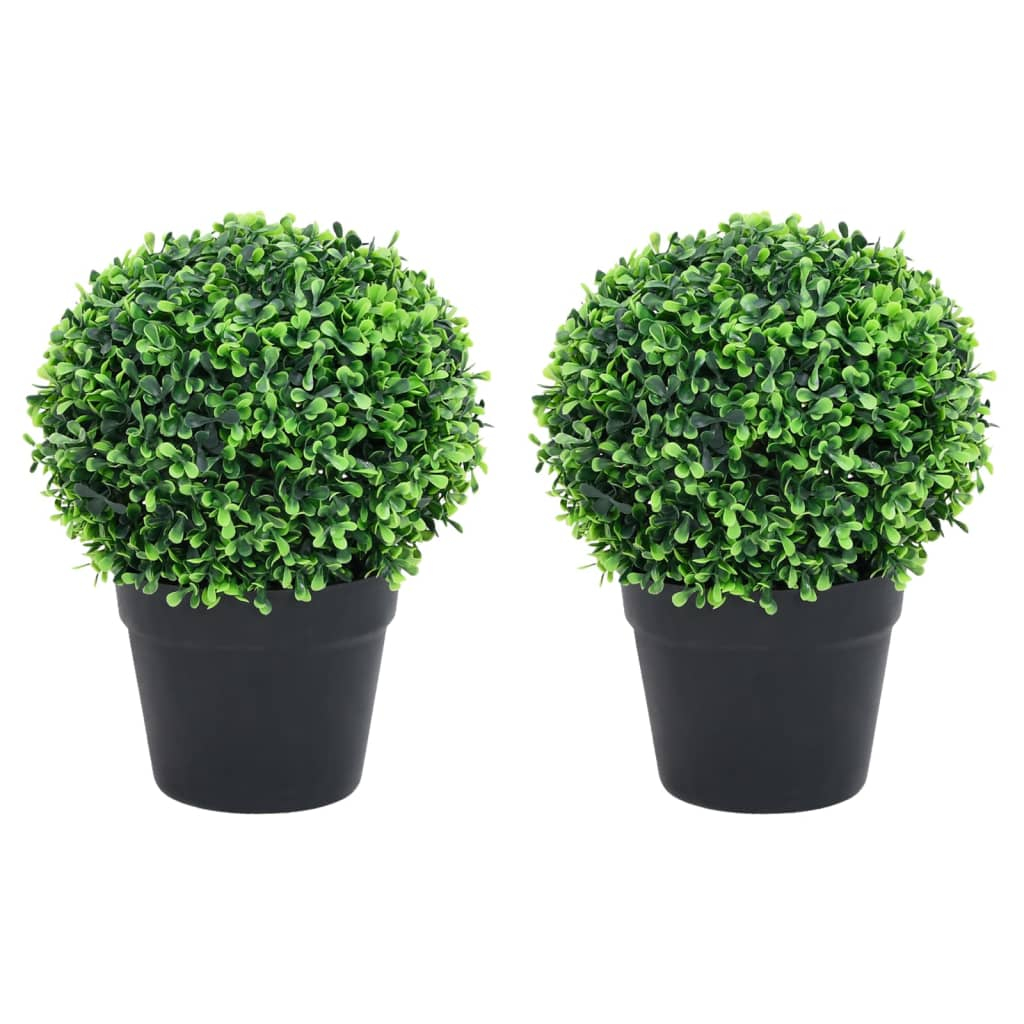 vidaXL plantas de boj artificial 2 uds forma bola maceta verde 37 cm