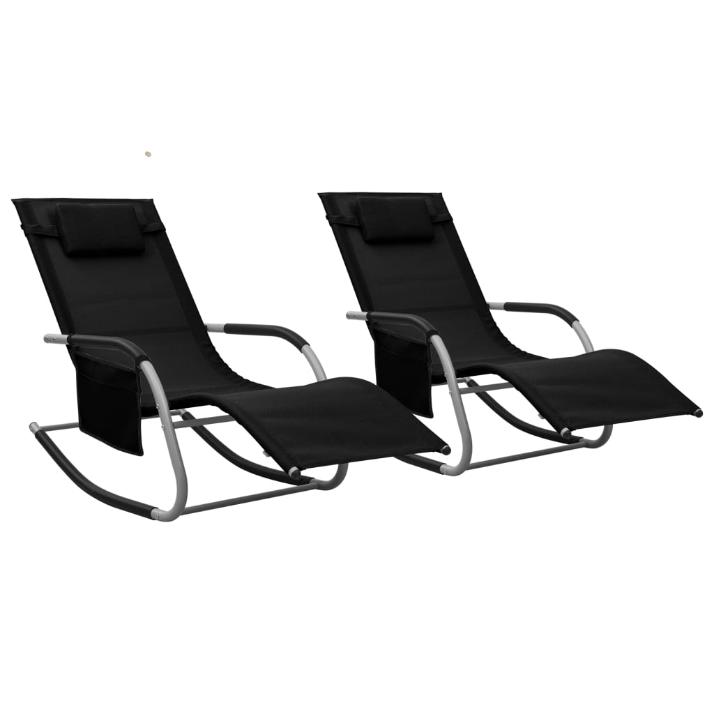 vidaXL tumbonas 2 unidades textilene negro y gris