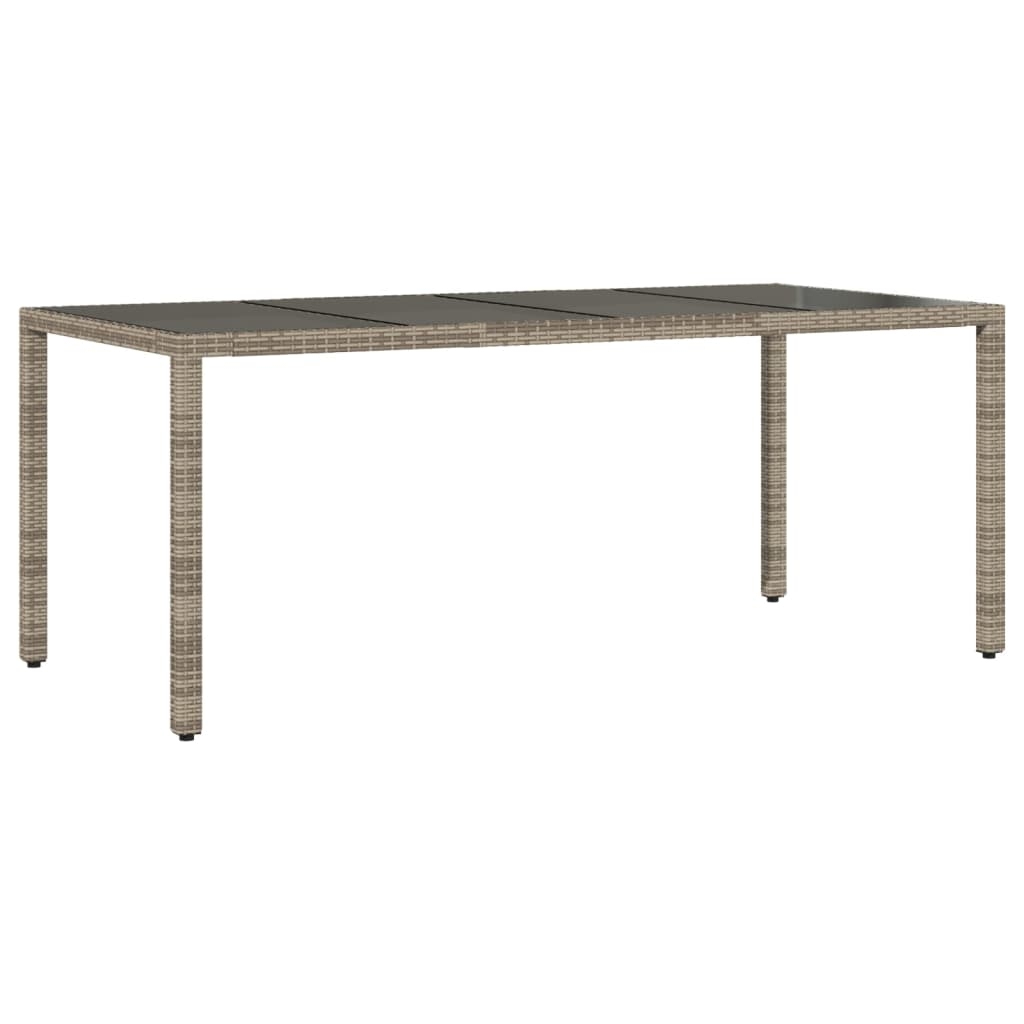 vidaXL mesa de jardín superficie de vidrio ratán pe gris 190x90x75 cm