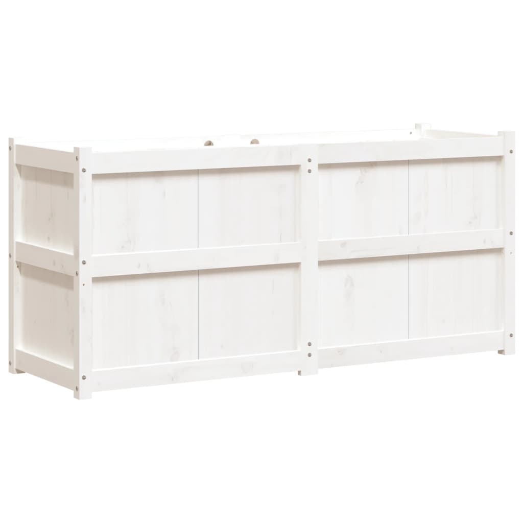 vidaXL jardinera de madera maciza de pino blanca 150x50x70 cm