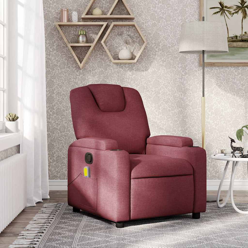 Sillón de masaje reclinable de tela color vino tinto qweo8032