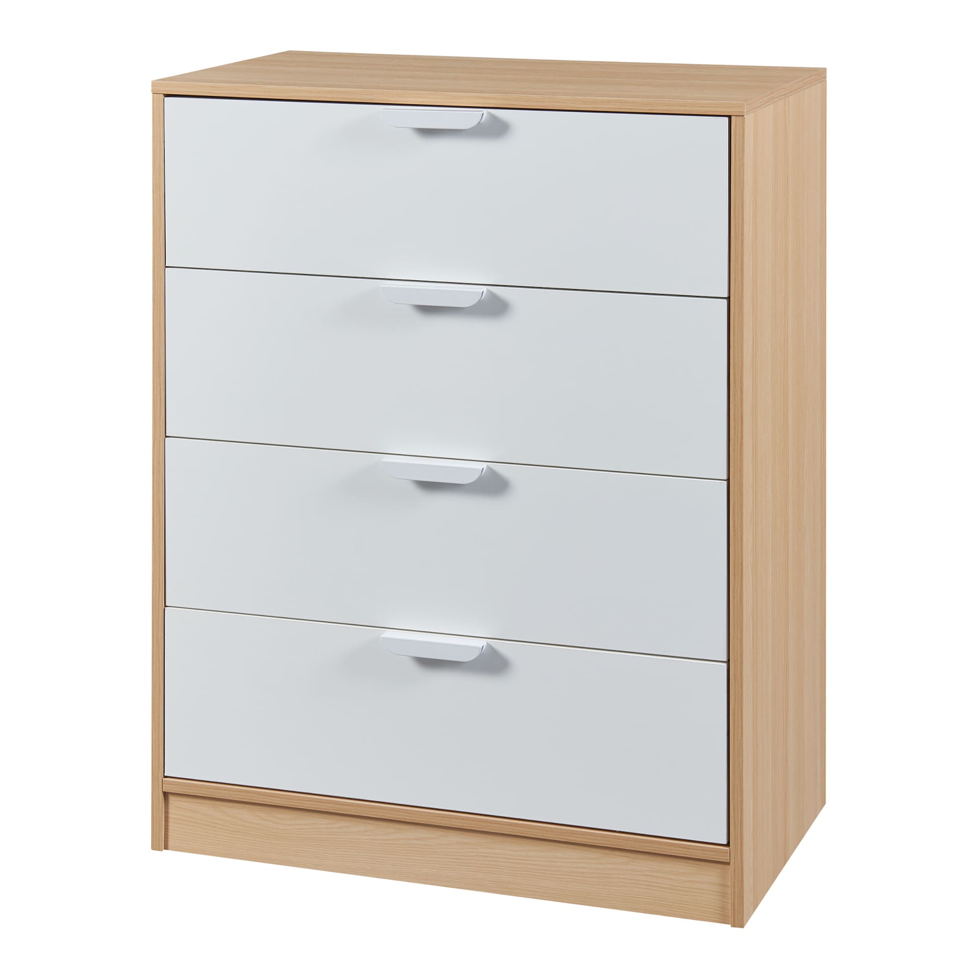 Aparador varkaus 4 cajones 90x70x40 cm - roble/blanco [en.casa]