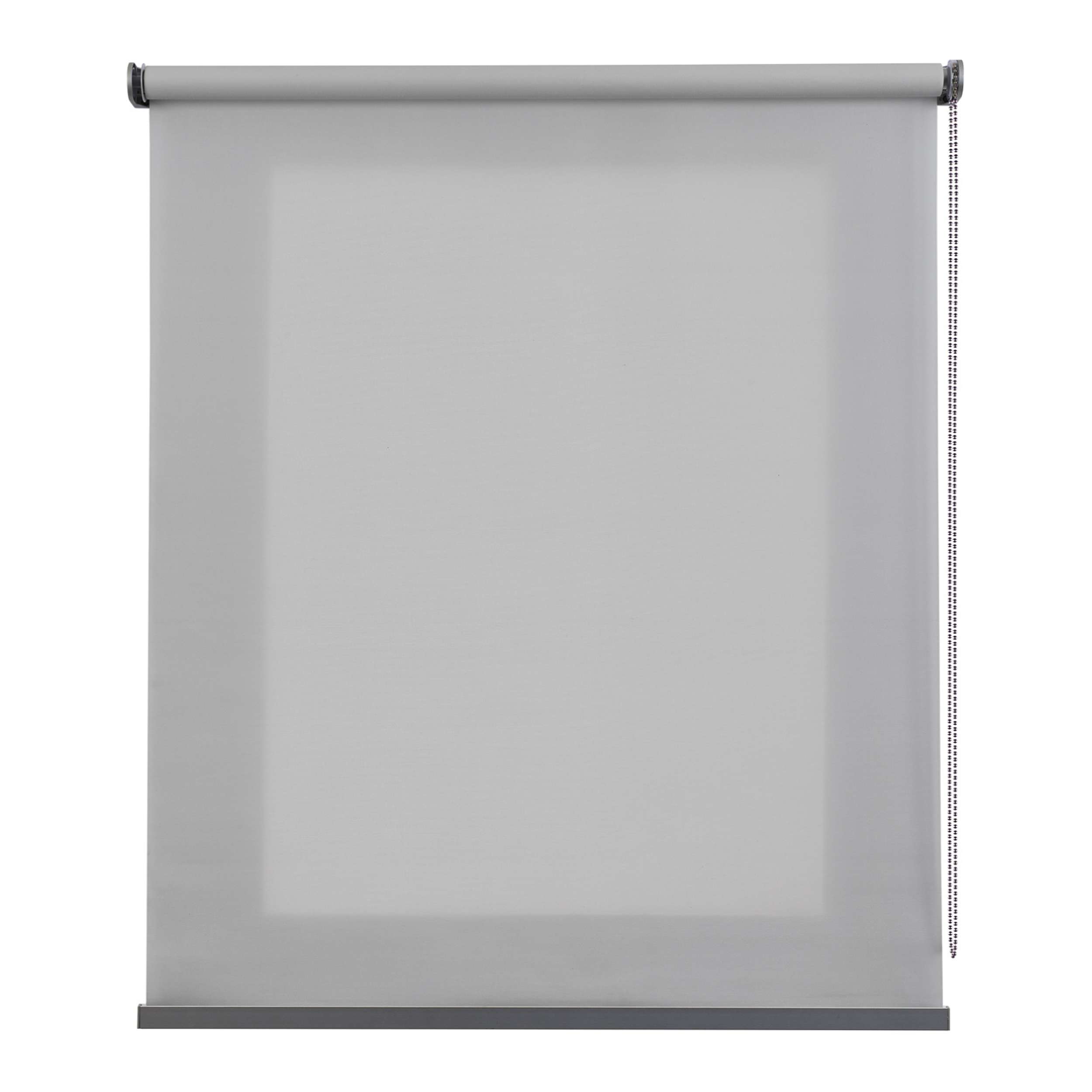Estor traslúcido enrollable con acabados metálicos plata, 100 x 250cm