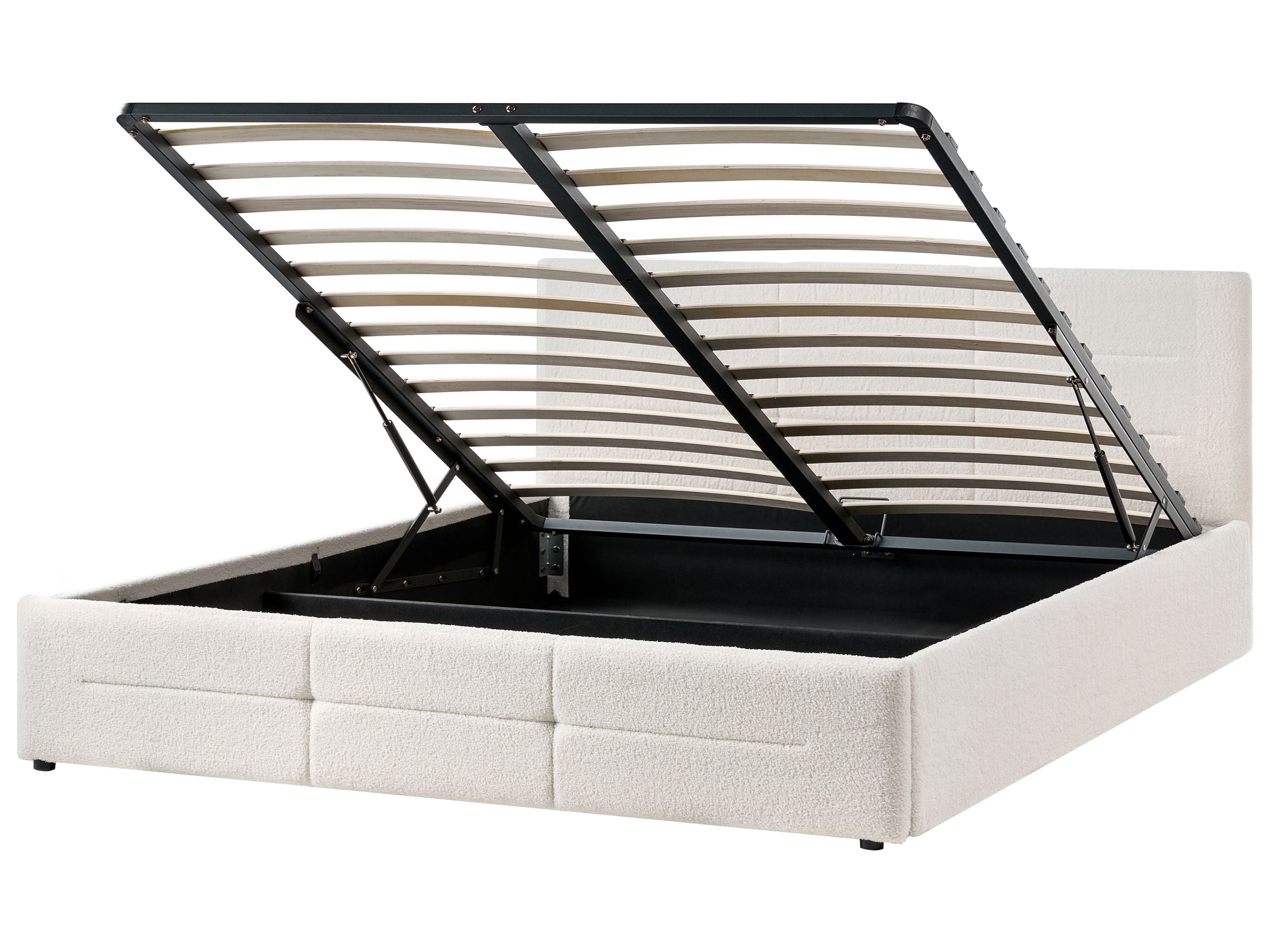 Cama con almacenaje massognes bouclé blanco crema 180 x 200 cm