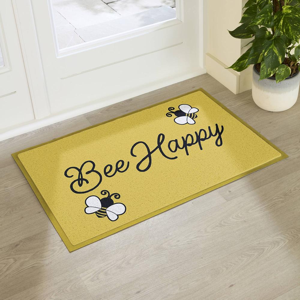Felpudo para exterior amarillo «bee happy» (90 x 60 cm)