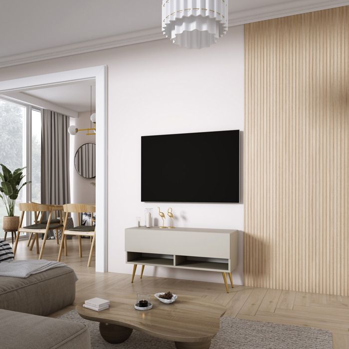 Mueble de tv contemporáneo - cachemira - patas doradas - 100 x 32 x 52 cm