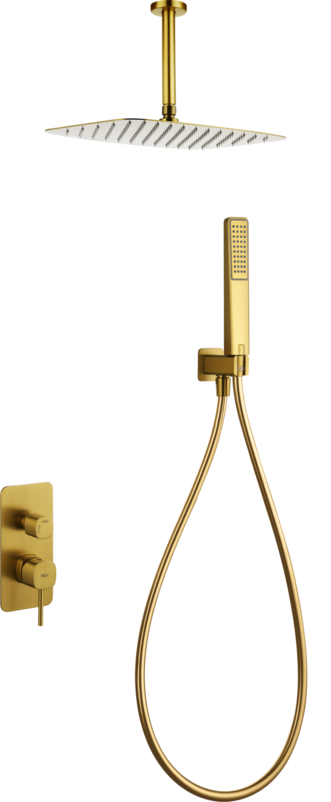 Conjunto ducha monomando empotrado sassari oro cepillado [ imex® ]