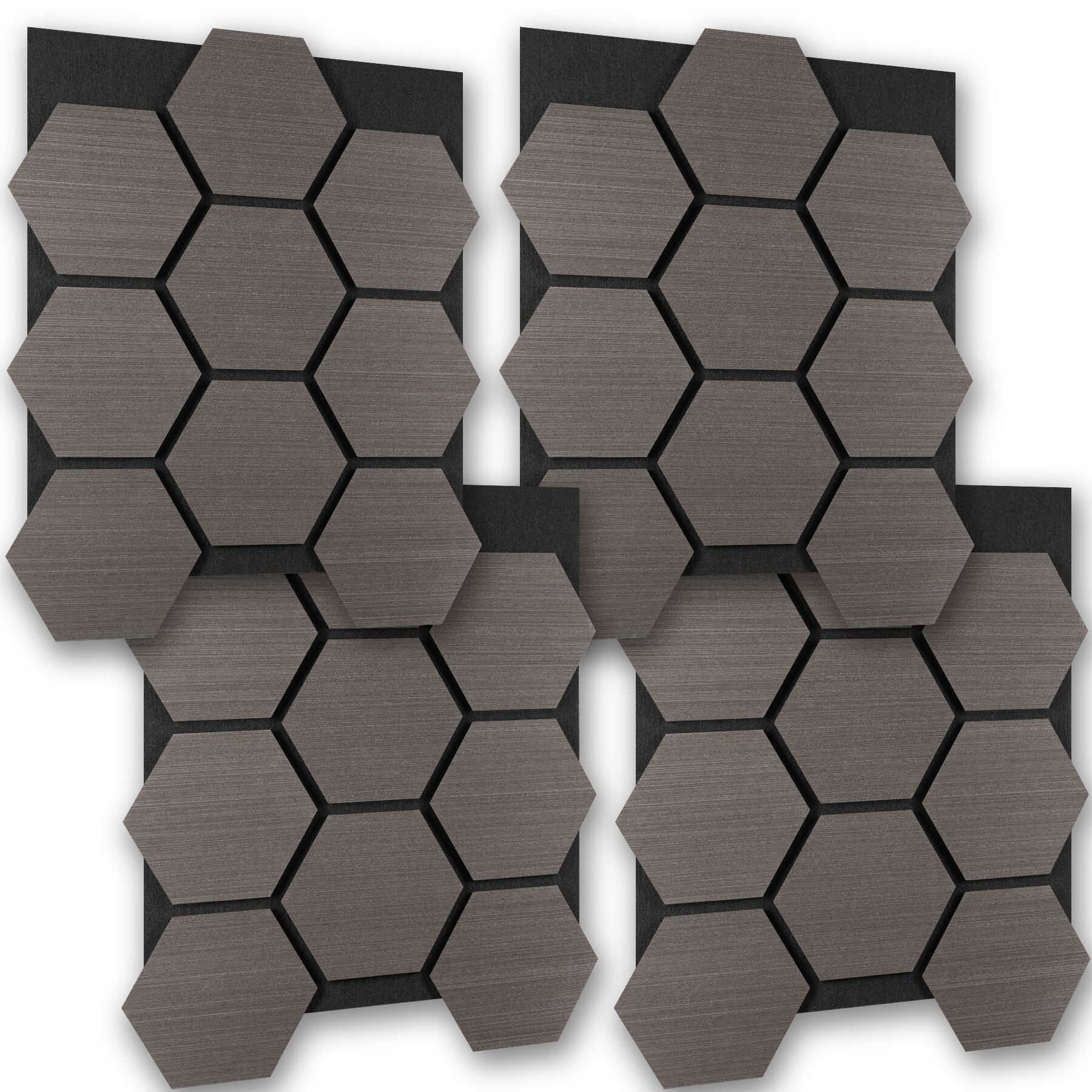 Tectake 4 paneles de pared, mdf absorbente, 76x62x1,8 cm, roble gris