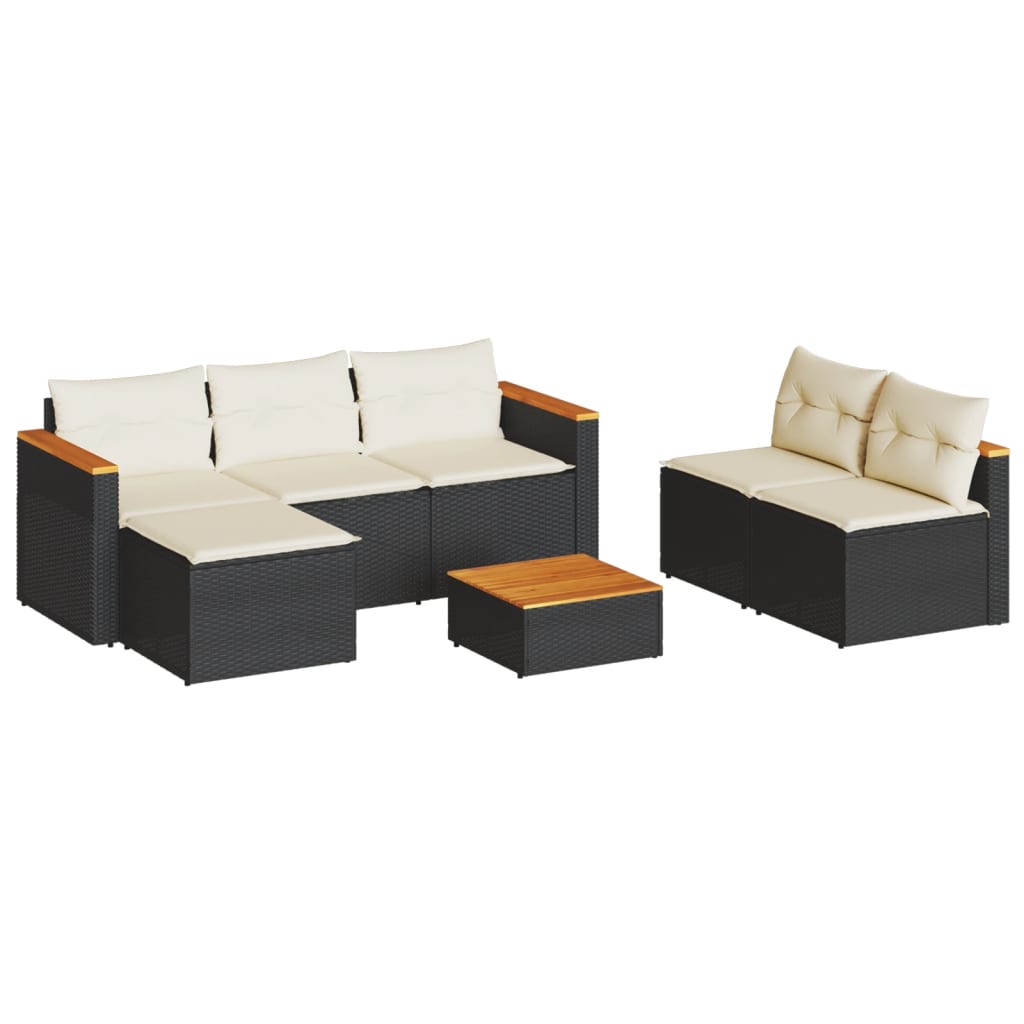 vidaXL set sofás jardín y cojines 5 pzas ratán sintético acacia negro