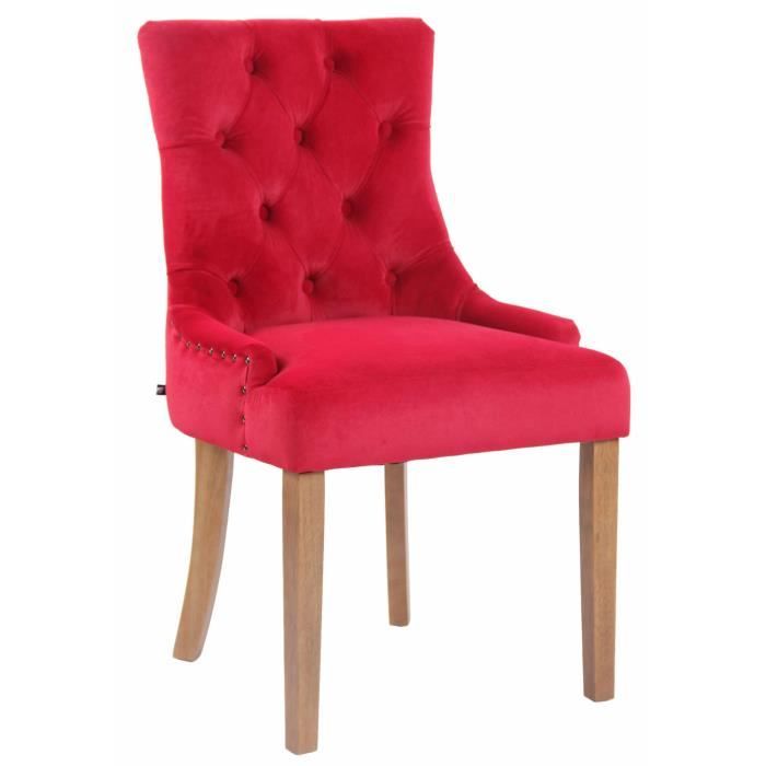 Silla tapizada de terciopelo roja con reposabrazos