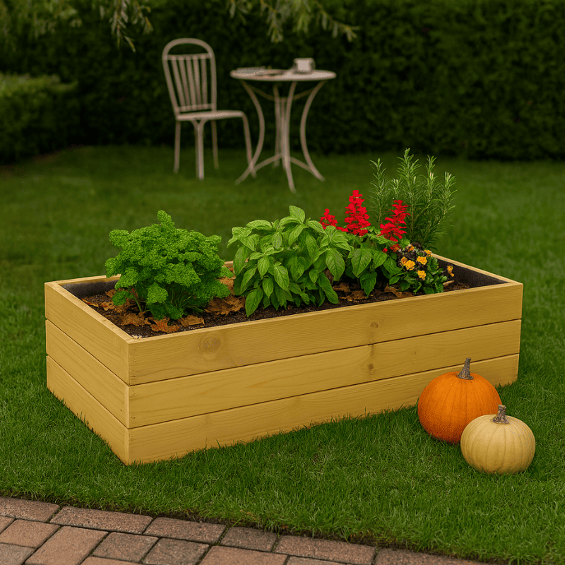 Jardinera de madera eko de pino tratada vidahuerto 80x40x30 cm.
