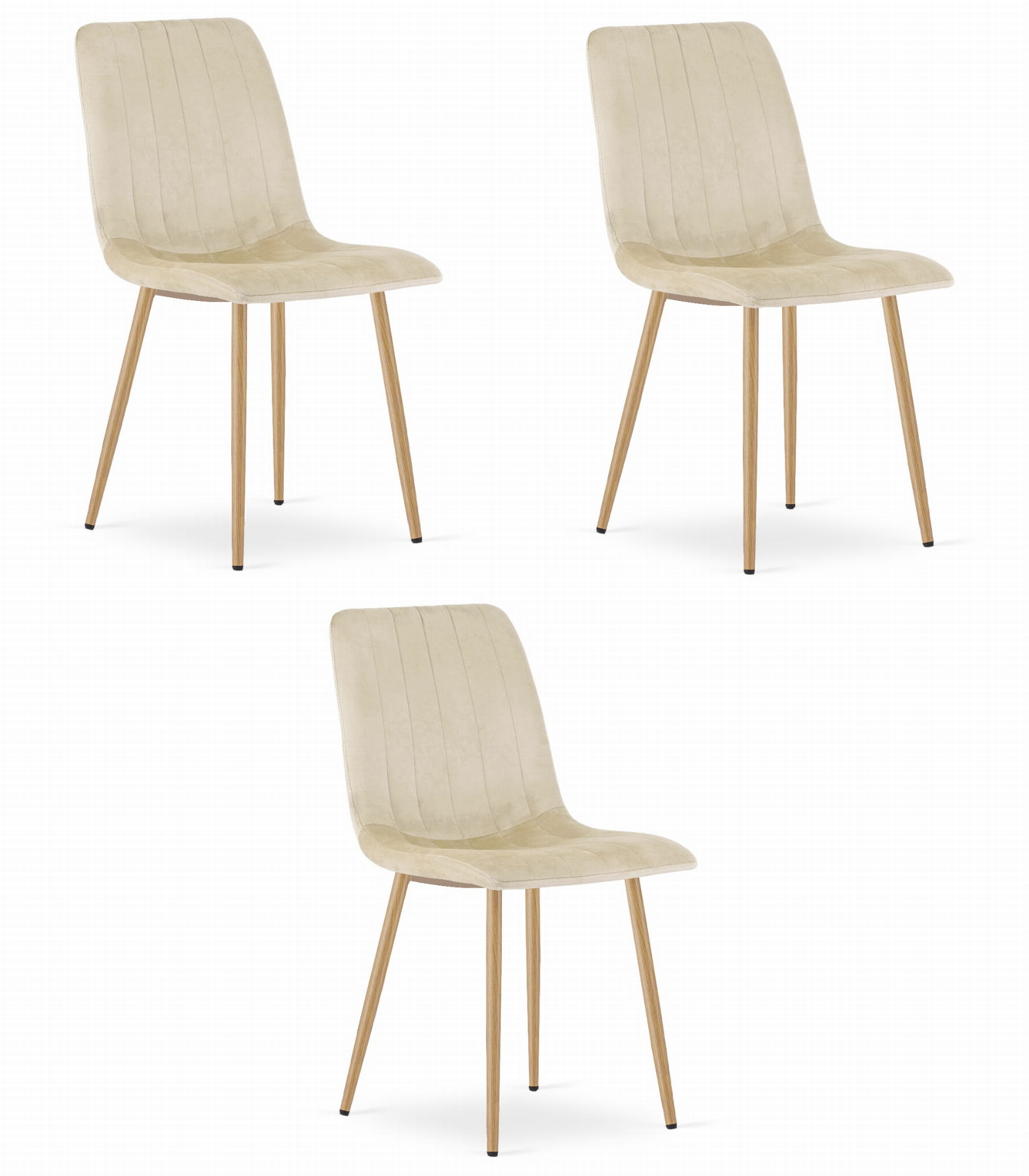 Silla valora jewa, terciopelo beige claro, patas color madera (x3)