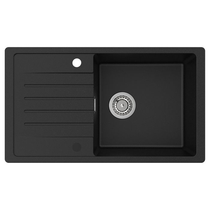 Fregadero de cocina negro de 78x45cm con escurridor reversible