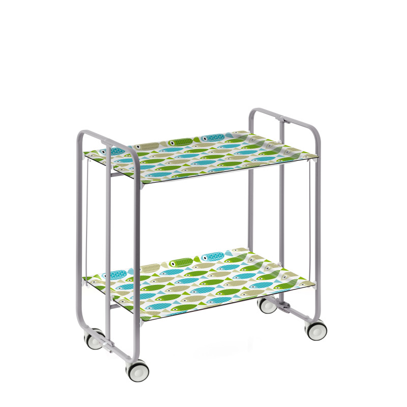 Carrito auxiliar con ruedas bauhaus armazón metálico gris, 2 bandejas
