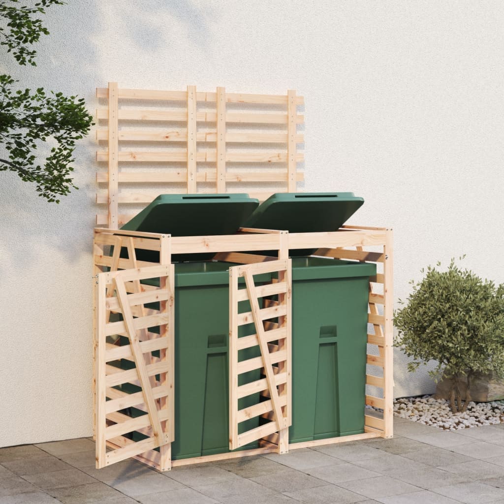 Cobertizo doble para cubos de basura madera maciza de pino es4368