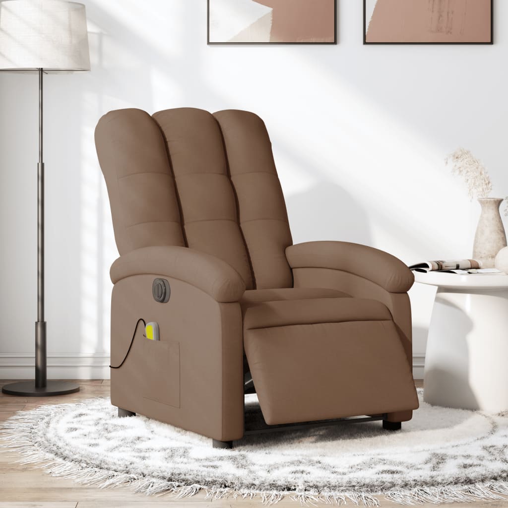 Sillón reclinable de masaje eléctrico tela marrón qweo1264