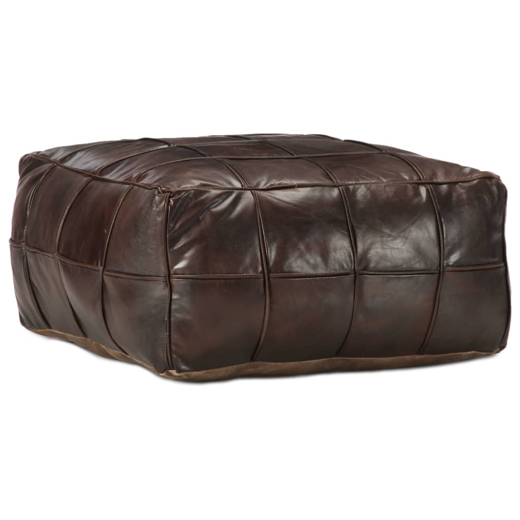 Puf marrón oscuro 60x60x30 cm cuero auténtico de oif775443