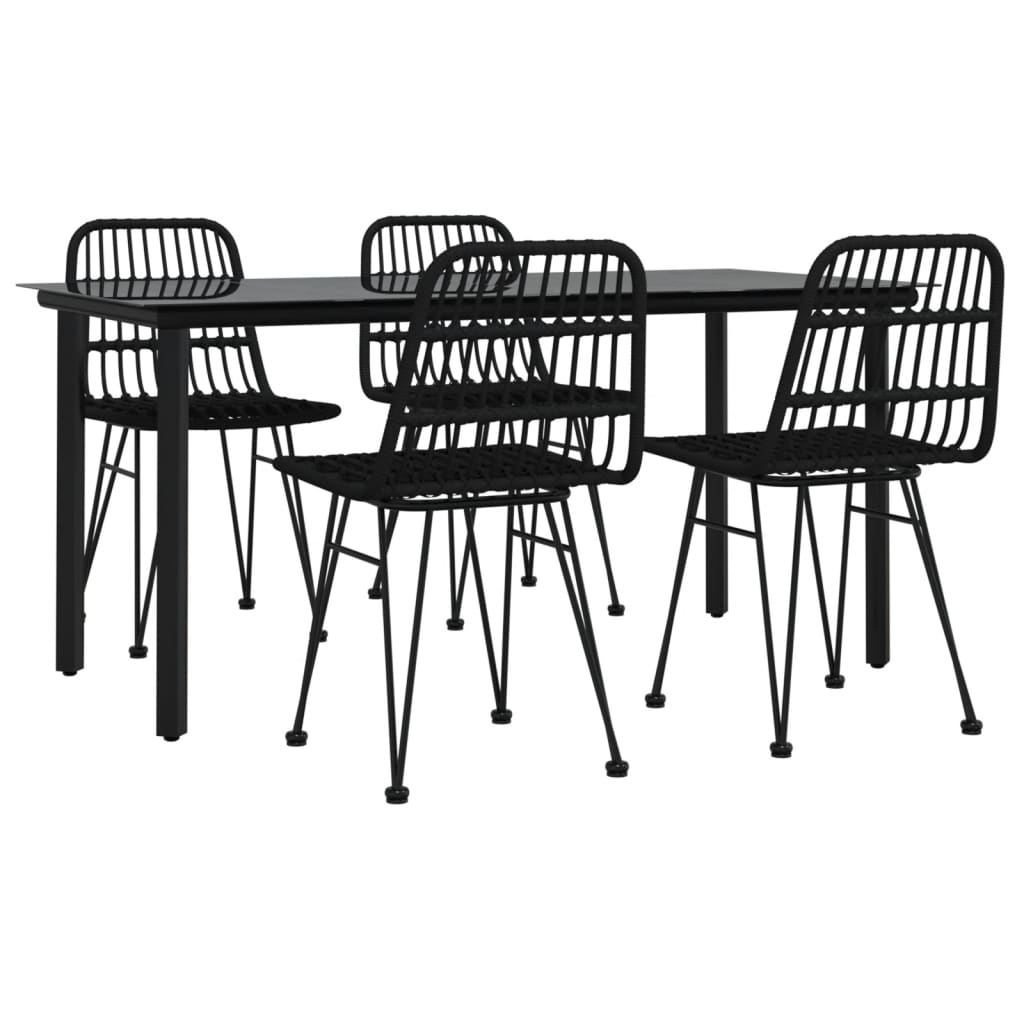 vidaXL juego de comedor de jardín 5 piezas ratán sintético negro
