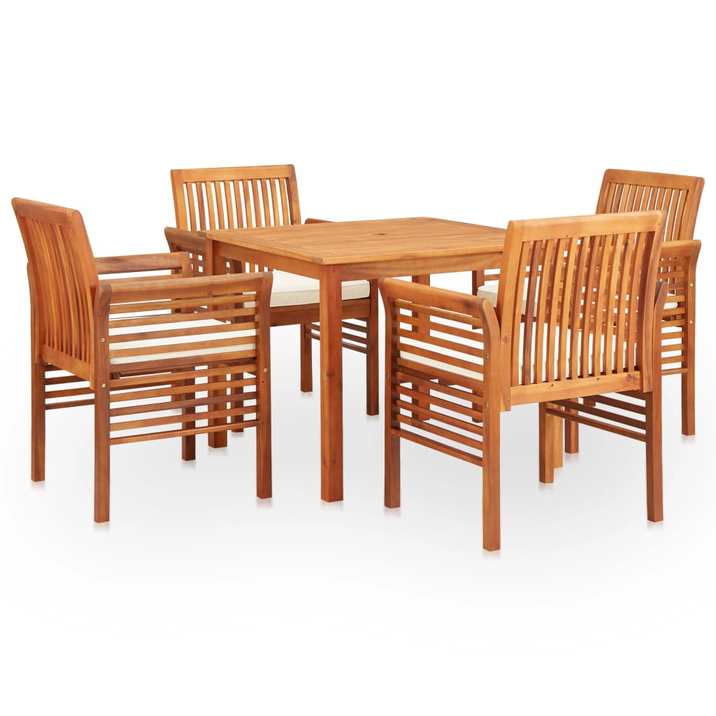 vidaXL set comedor de jardín 5 pzas y cojines madera maciza de acacia