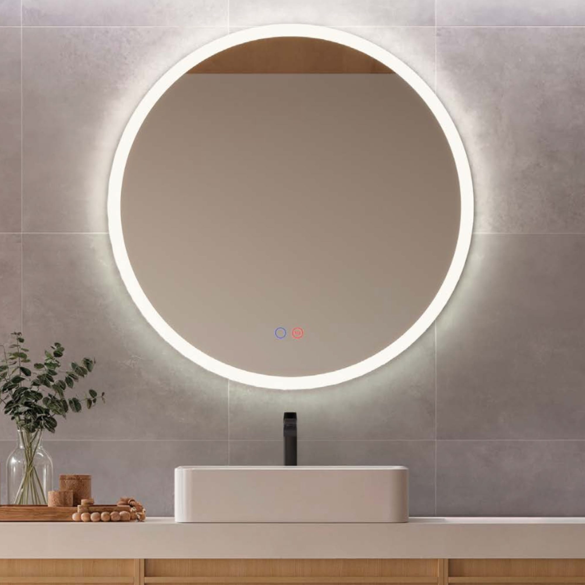 LEDimex-espejo londres ø90 LED redondo contorno arenado
