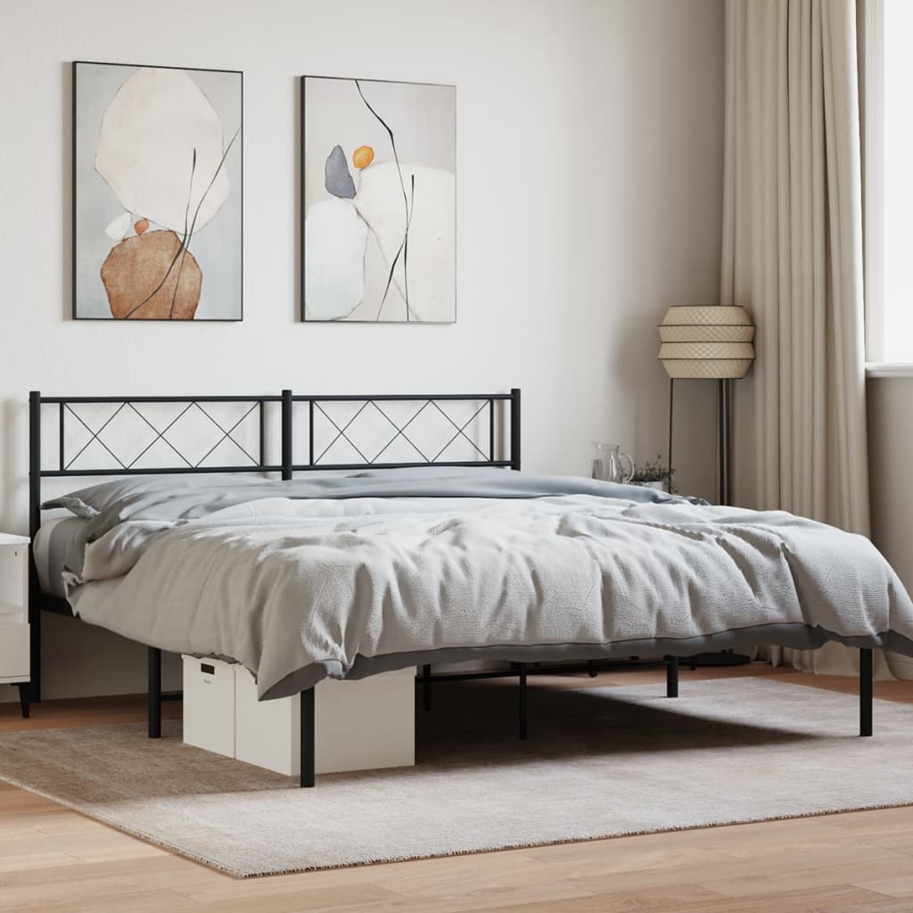 Cama sin colchón con cabecero metal negro 140x200 cm es6635