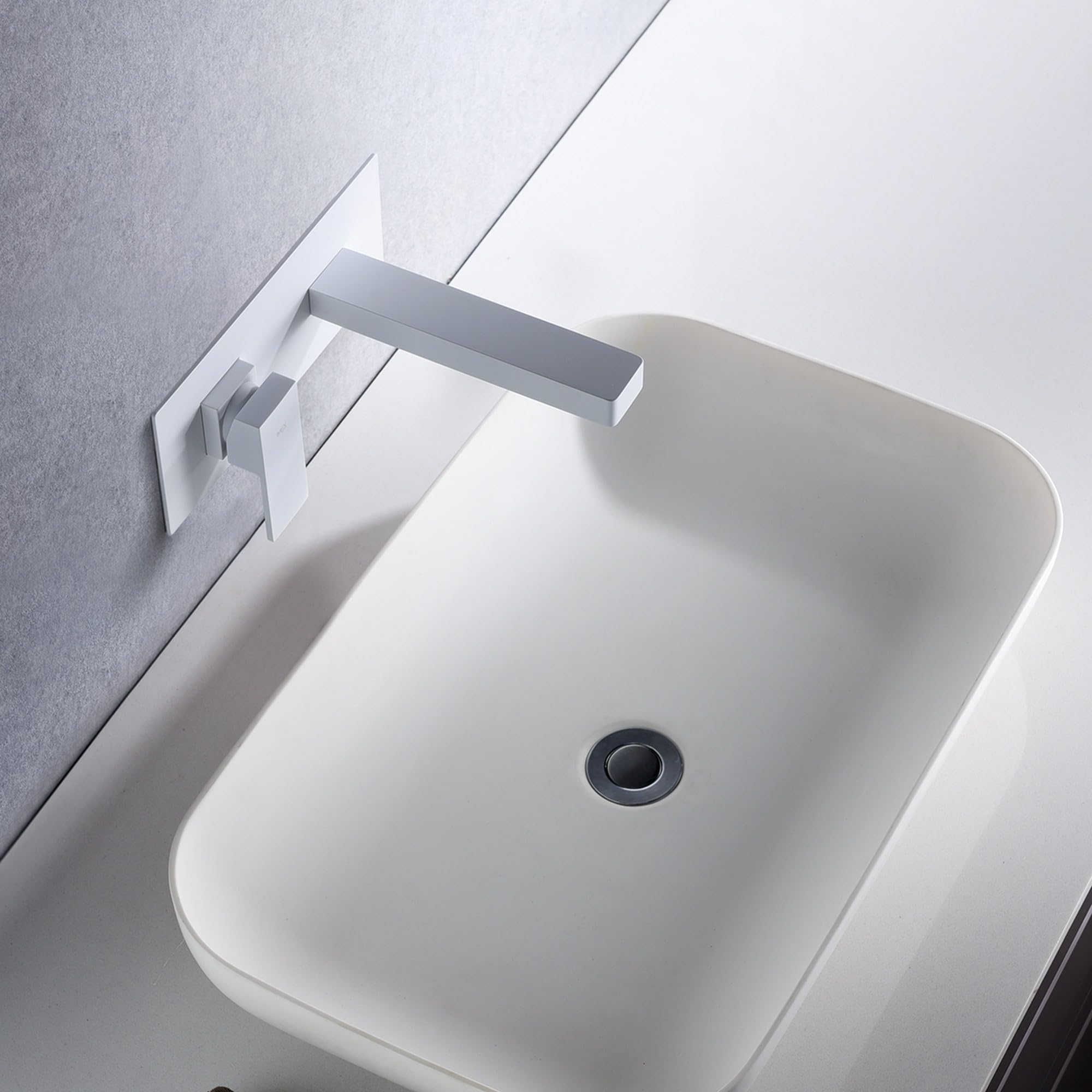 Imex - grifo monomando lavabo empotrado blanco serie suiza