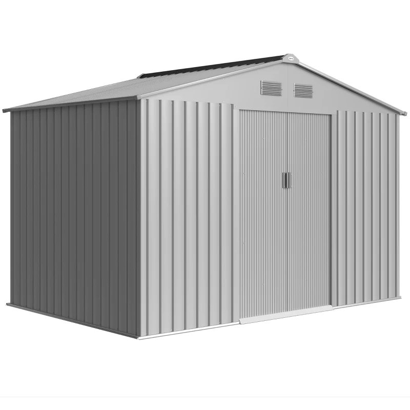 Caseta de jardín 277x195x192 cm acero galvanizado color gris Outsunny