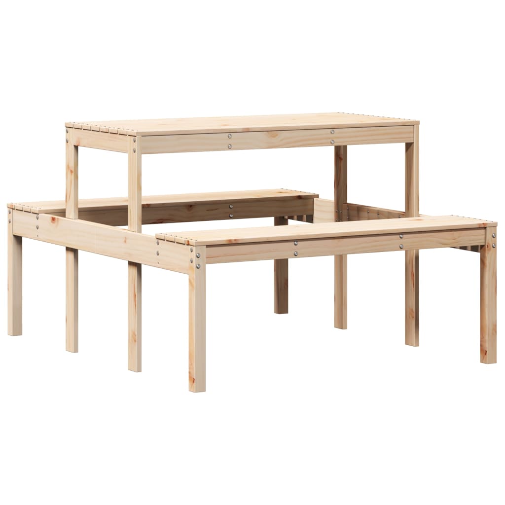 vidaXL mesa de picnic madera maciza de pino 110x134x75 cm