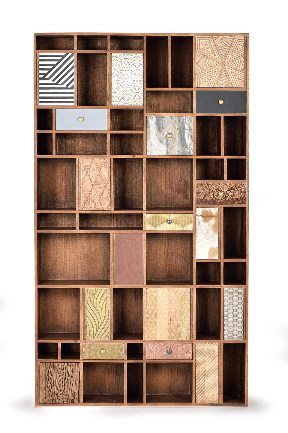 Librería mumbai de madera de mango en color nogal claro 115 cm