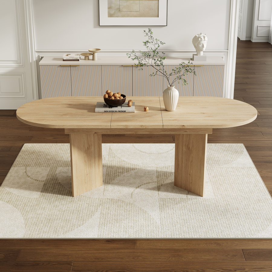 Mesa de comedor extensible para 4 a 8 personas mdf roble 140/180x90cm