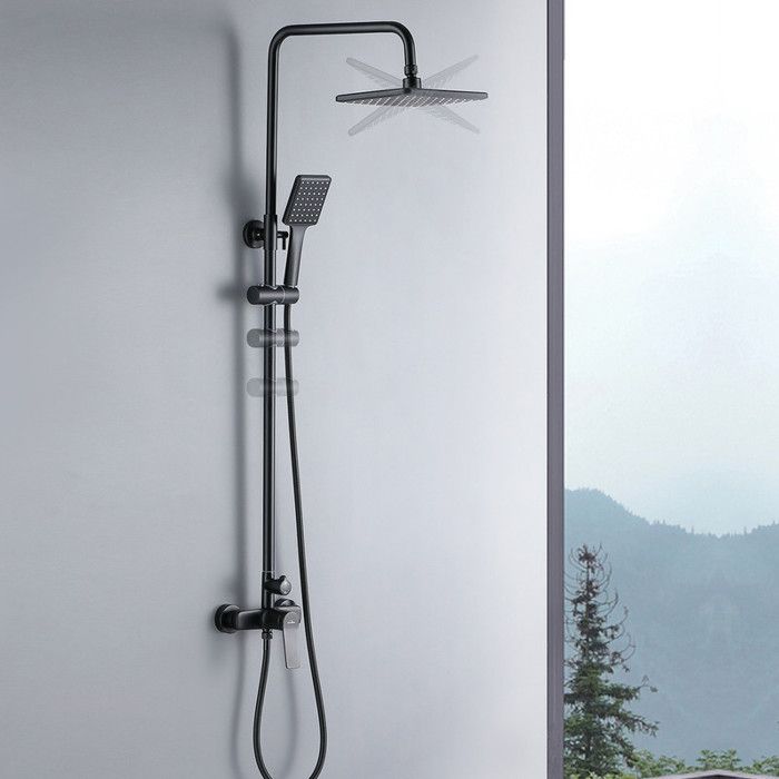Columna de ducha - mezclador mecánico - negro - altura ajustable 90-124 cm
