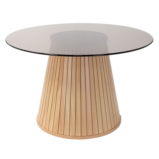 Mesa de centro redonda con tablero de cristal 80 x 80 x 50 cm marrón