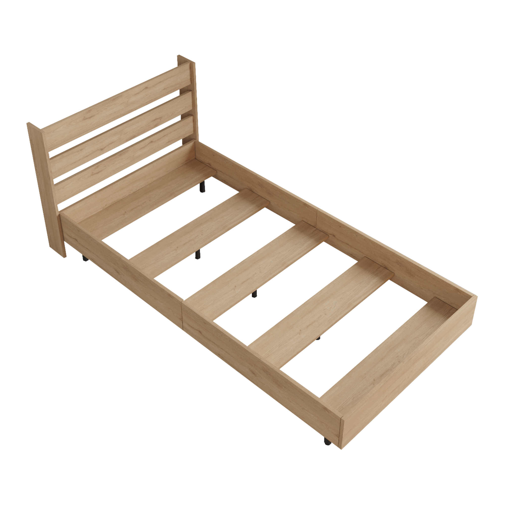 Cama individual vesanto con somier 100x200 cm - efecto roble [en.casa]