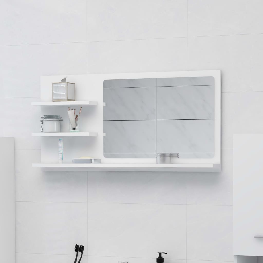 Espejo de baño madera contrachapada blanco 90x10,5x45 cm es7850