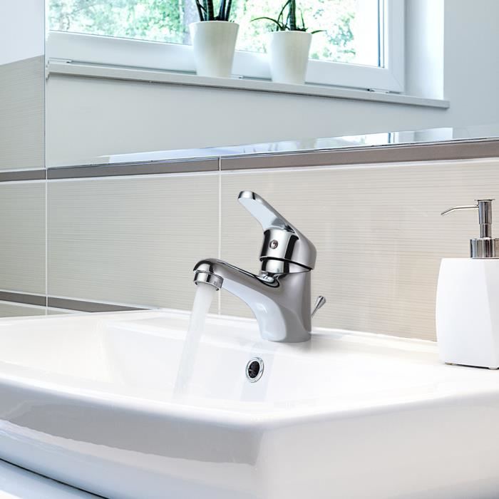 Auralum grifo para lavabo de baño de un solo orificio - desagüe automático