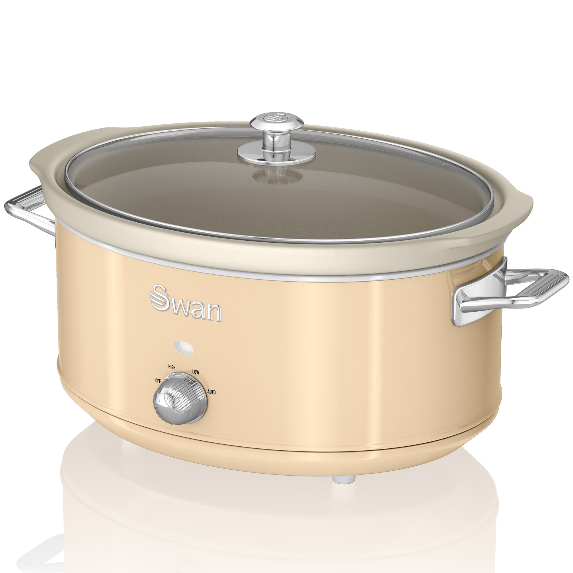 Retro olla cocción lenta, 6,5l, recipiente ex swan sf17031cneu crema 320w