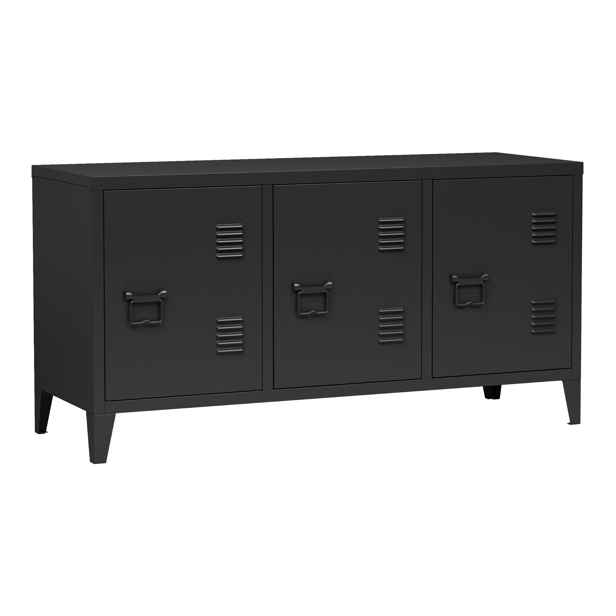 Mesa de tele kotka con 3 puertas acero 113x40x58 cm - negro [en.casa]
