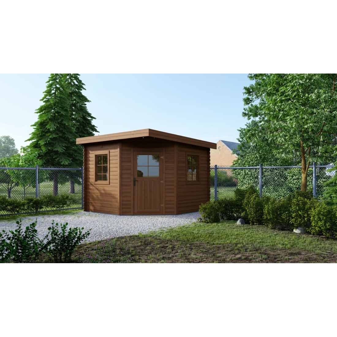 Caseta de jardín de madera 8 m2 - 3x3 m - 28 mm - impregnada - dom753