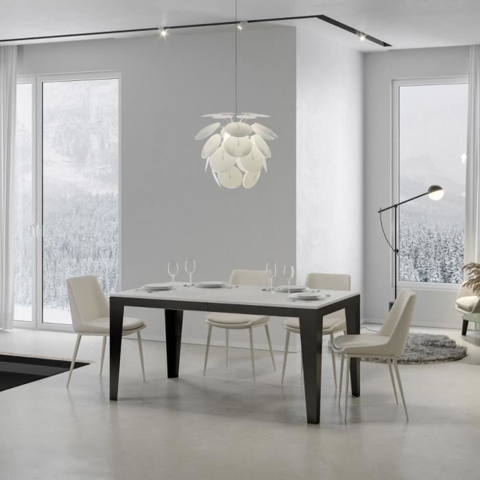 Mesa extensible rectangular - blanco/antracita - 90x160/420 cm