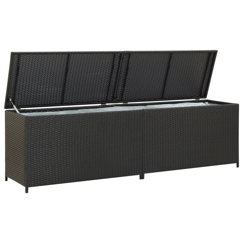 vidaXL caja de almacenaje de jardín ratán sintético negro 200x50x60 cm