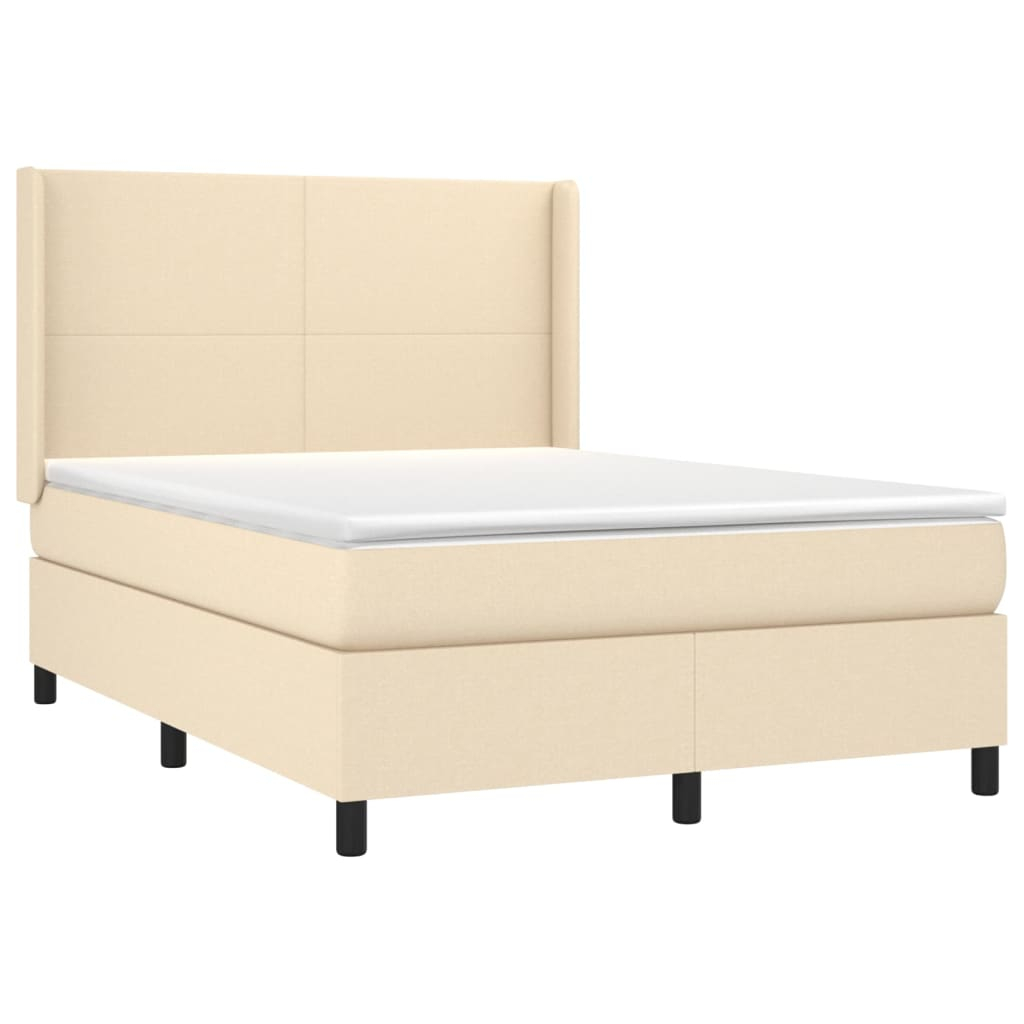 vidaXL cama box spring colchón y luces LED tela crema 140x190 cm