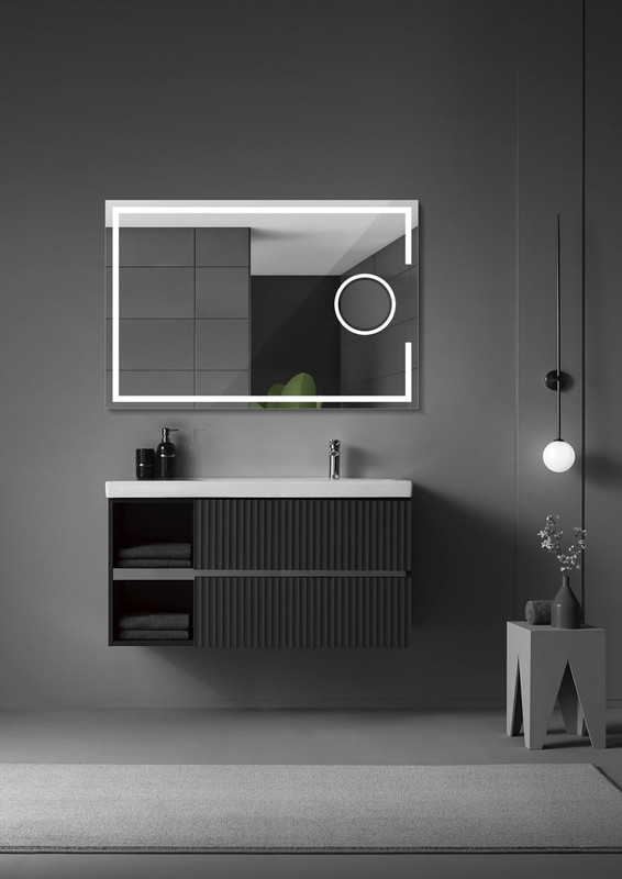 Espejo luz 3LED cálida, neutra, fría, espejo de aumento x5, antivaho 100x80