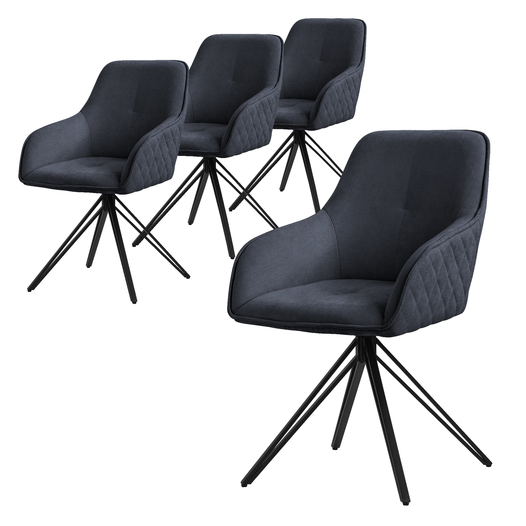 4x silla de comedor giratoria antracita tela tejida asiento ergonómico