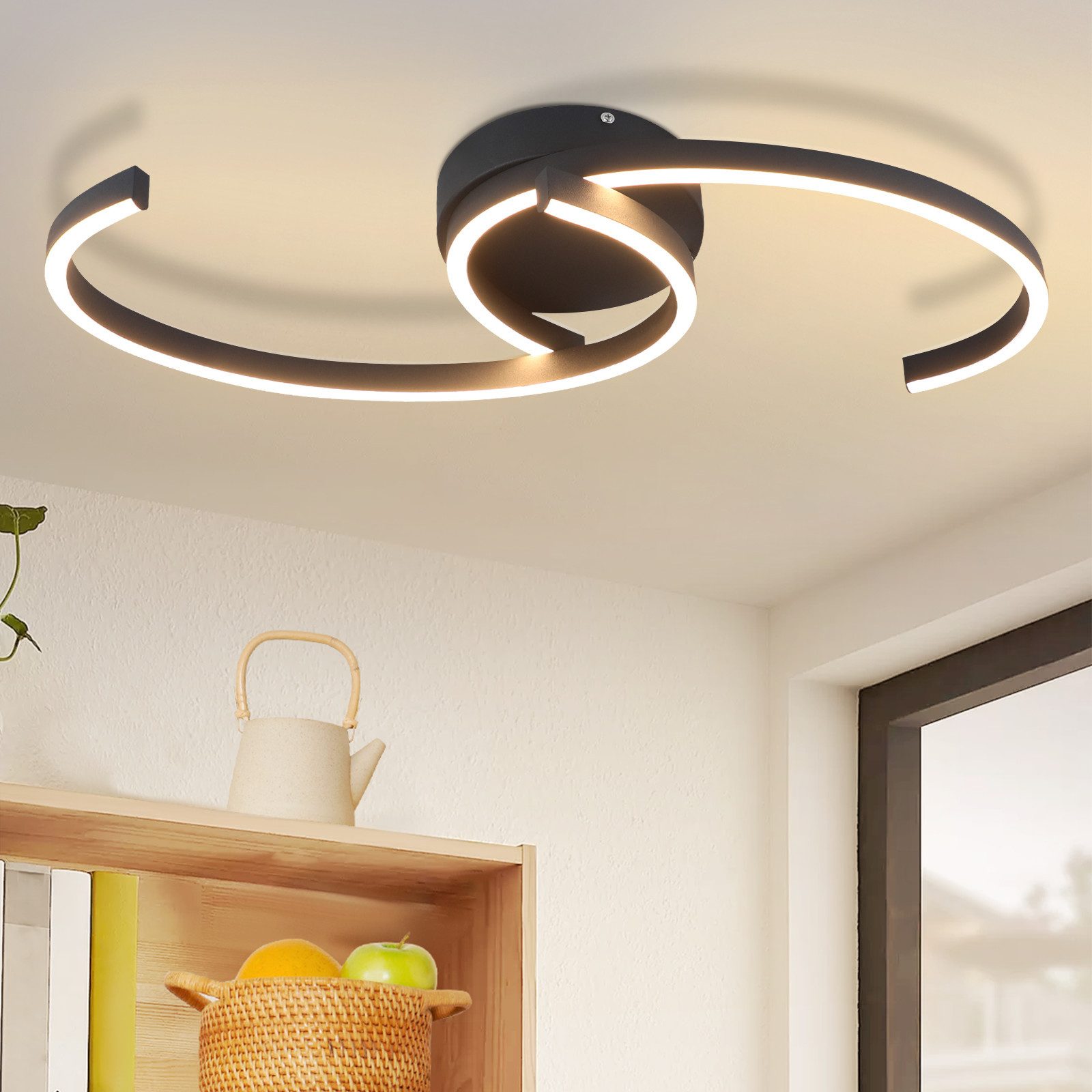 Nettlife plafon de techo LED negro 61.6x23