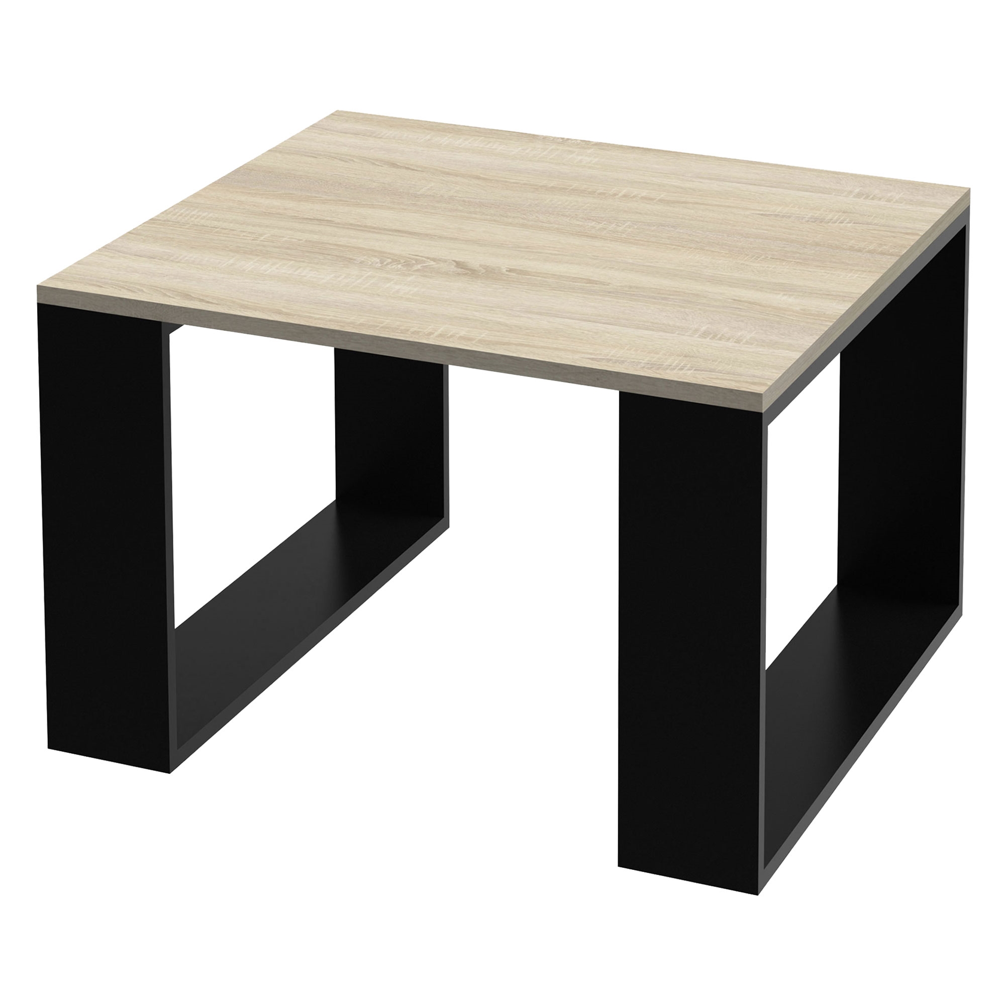 Mesa de centro 65 x 65 x 40 cm aspecto roble/negro ml-design