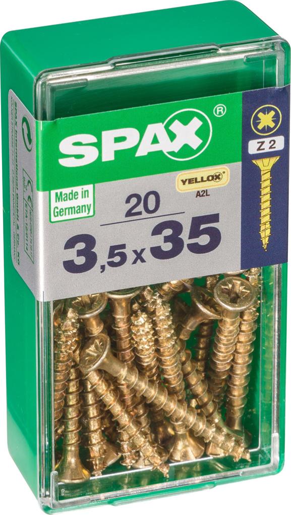 Caja 20 unid. Tornillo madera spax cabeza plana yellox 3,5x35mm