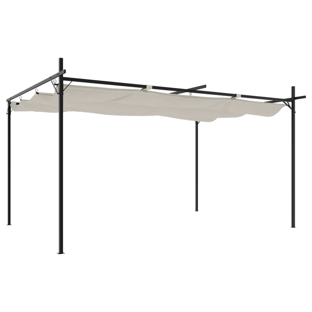 vidaXL pérgola con cubierta retráctil color crema 395x292x230 cm
