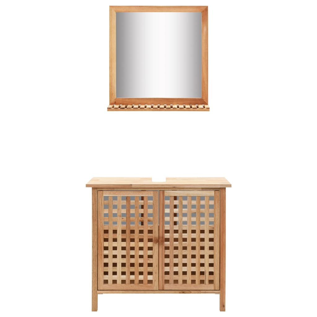 vidaXL mueble de lavabo con espejo de madera maciza de nogal